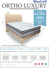 Load image into Gallery viewer, MaxCoil Ortho Luxury Pocketed Spring Mattress Bundle