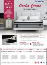Load image into Gallery viewer, maxcoil ortho crest individual pocketed spring mattress bundle