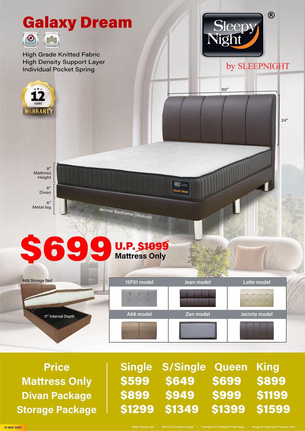 Sleepy Night Galaxy Dream Pocketed Spring Mattress Package