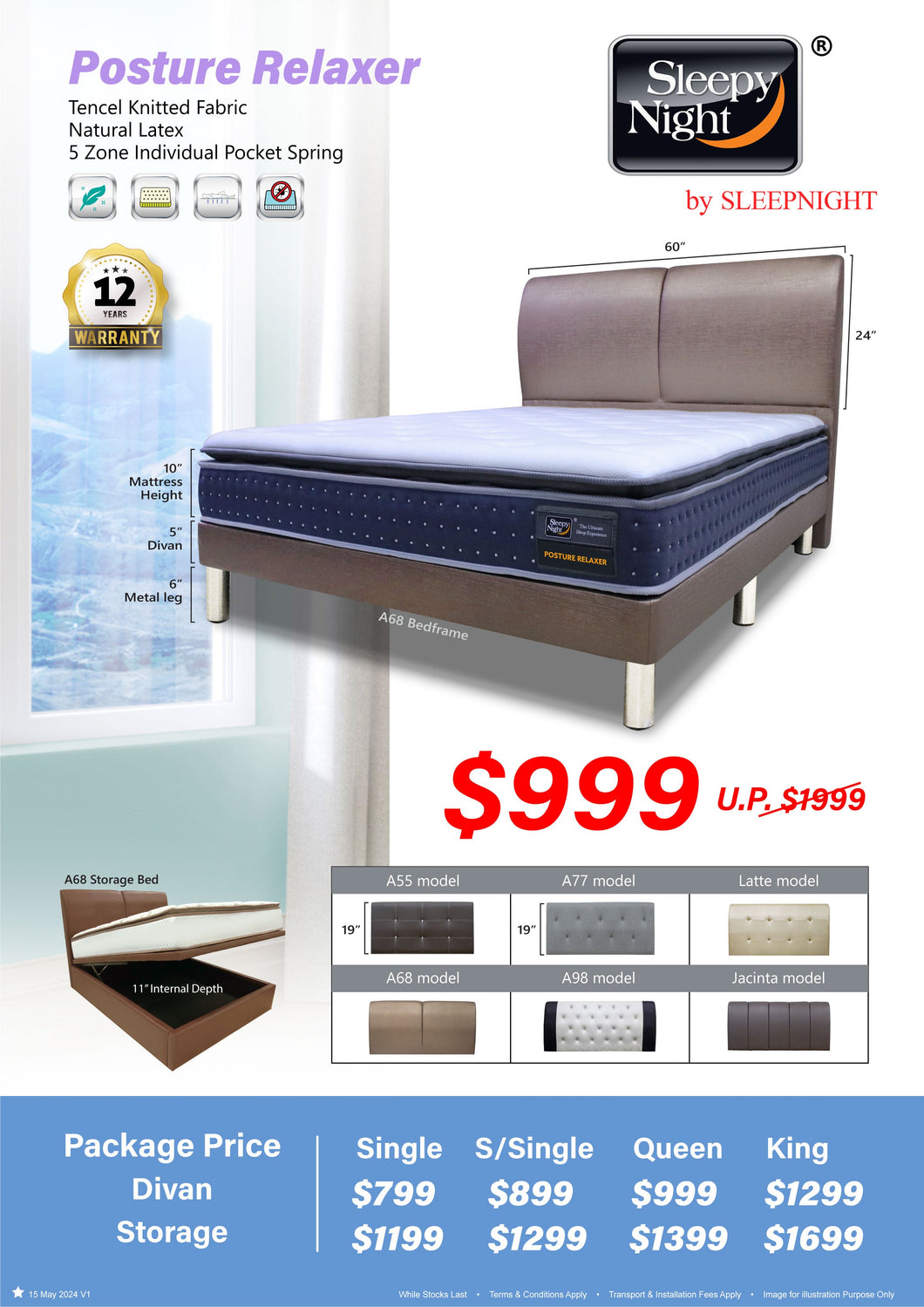 sleepynight posture relaxer latex pocketed spring mattress