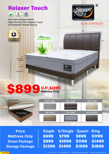 Sleepynight Relaxer Touch Pocketed Spring Mattress Bundle