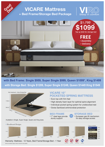 viro vicare pocketed spring mattress bundle