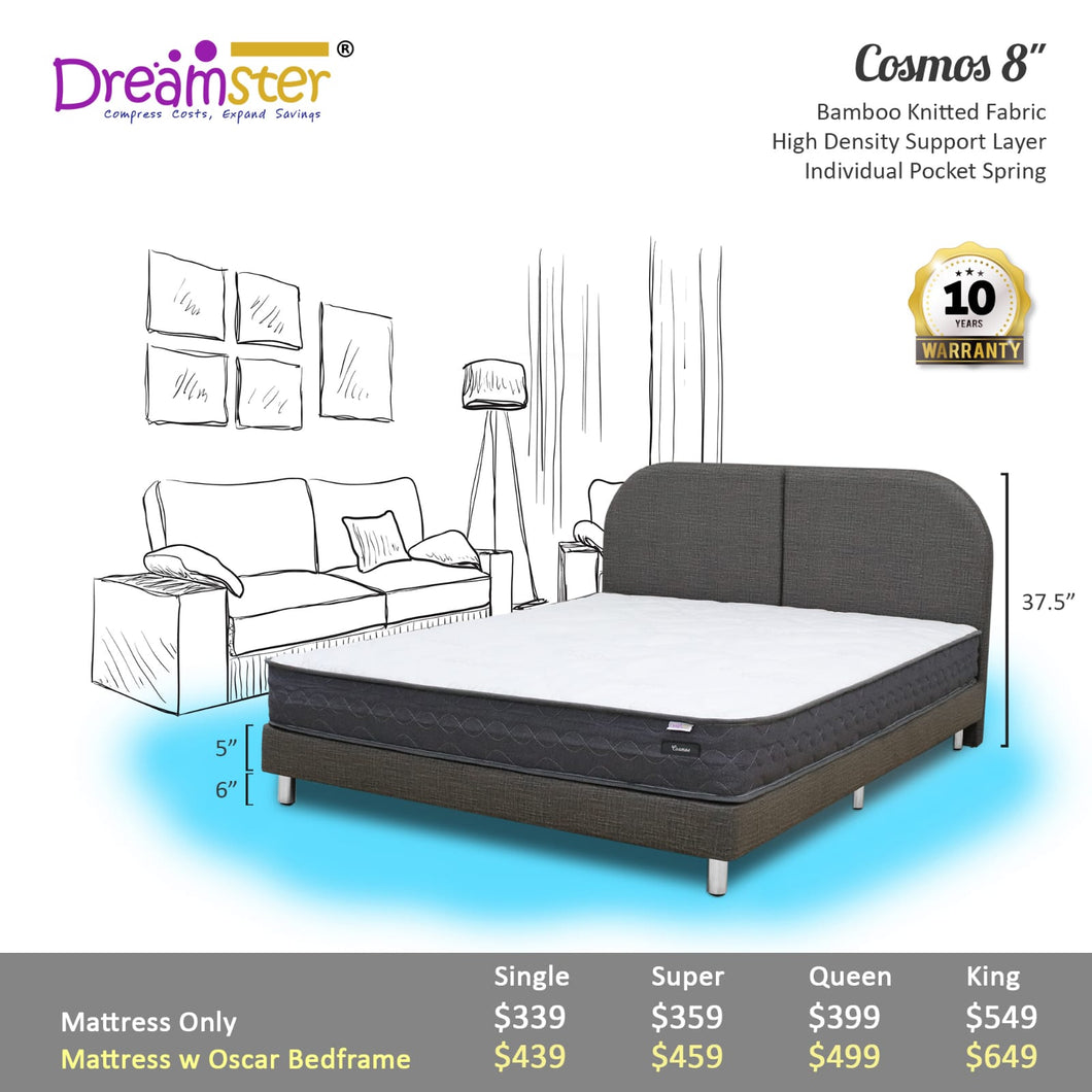 Dreamster Cosmos Individual Pocketed Spring Mattress Bundle