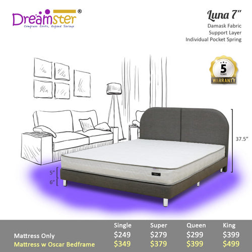 Dreamster Luna Individual Pocketed Spring Mattress Bundle