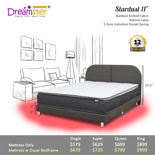 Dreamster Stardust Natural Latex Pillow Top Individual Pocketed Spring Mattress Bundle