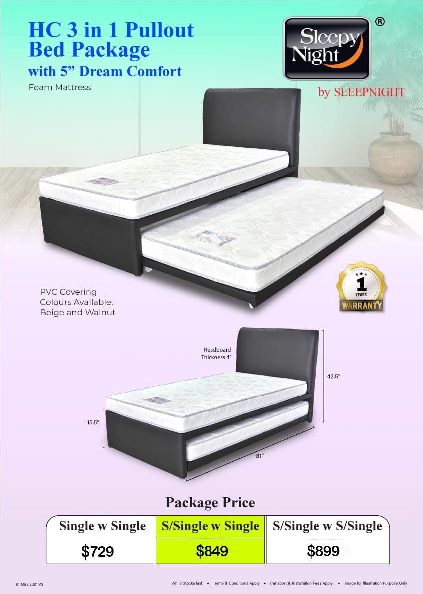 sleepynight 3 in 1 pullout bed package